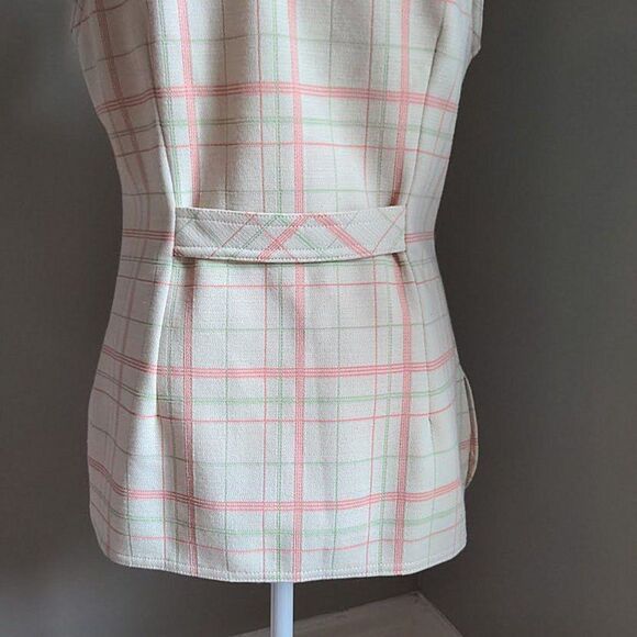 Vintage 1960s Jantzen Vest Pink Plaid Knit 1960 Mod Preppy Pastel Size 12 - Picture 11 of 12